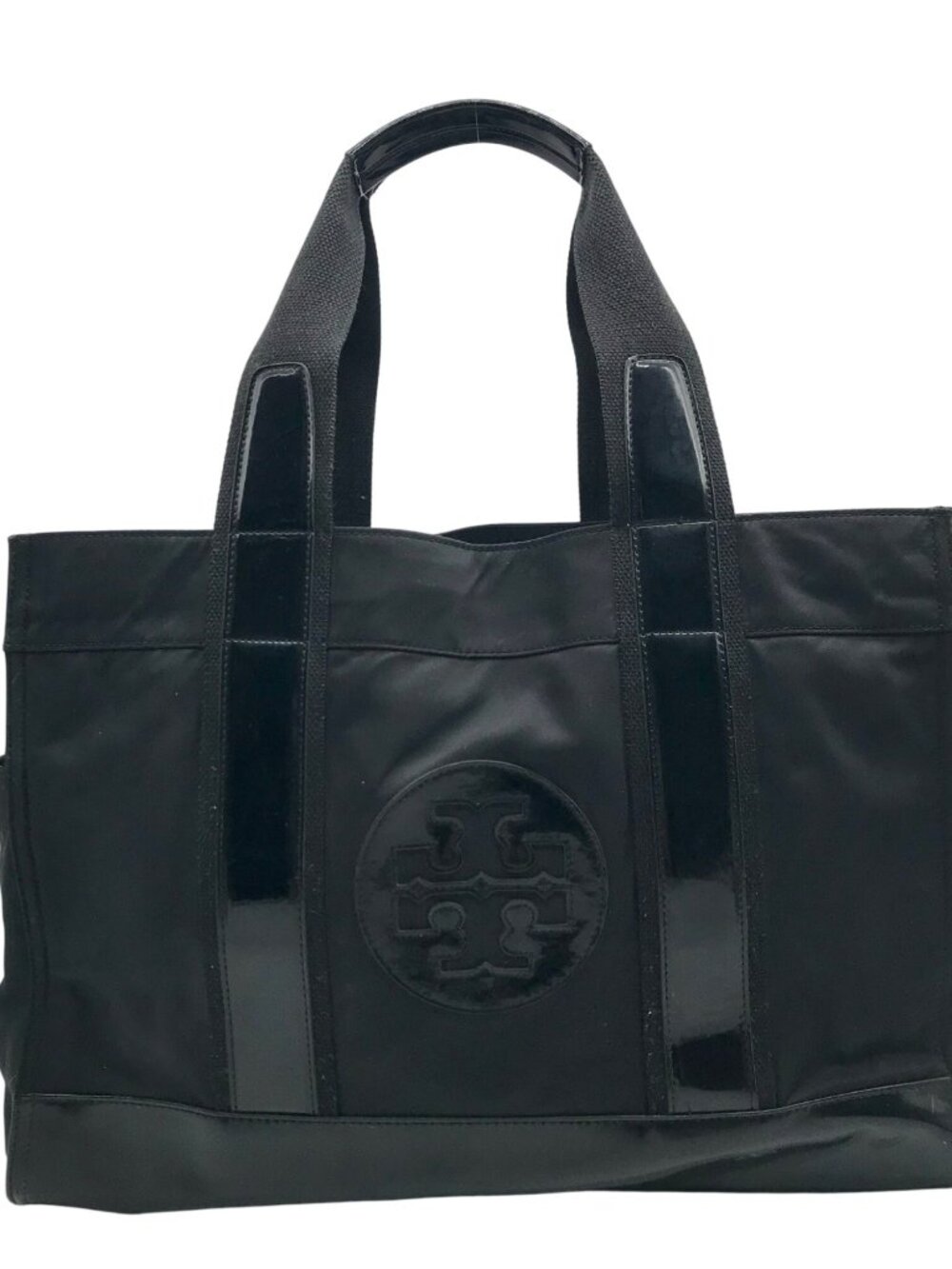 Tory Burch Black Nylon And Patent Leather Ella Tote Bag